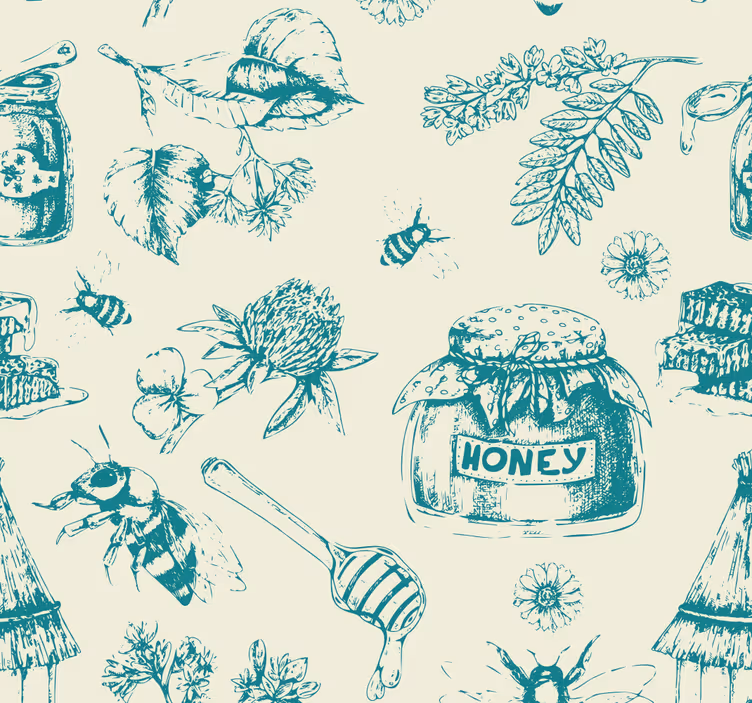 Store enrouleur cuisine motif turquoise miel - TenStickers