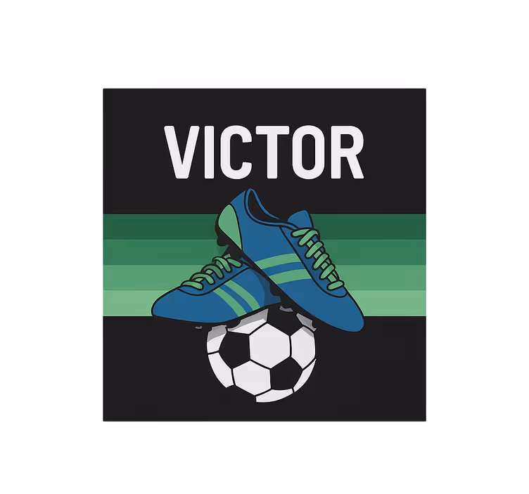 Store enrouleur chambre enfant chaussures de football avec nom - TenStickers