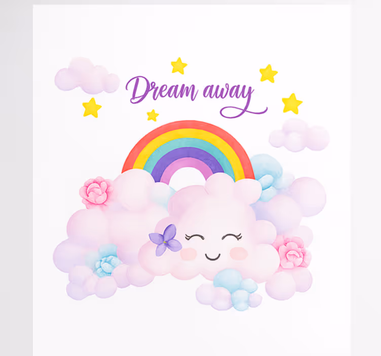 Store enrouleur chambre enfant nuages roses et arc-en-ciel - TenStickers