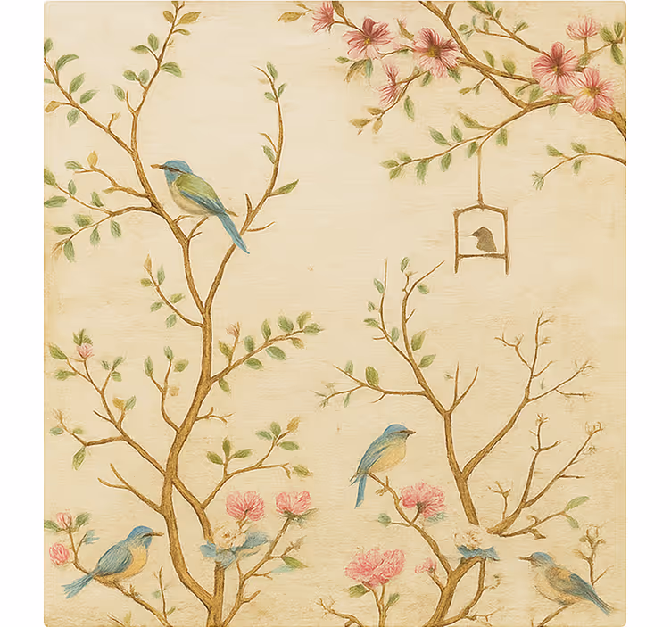 Store enrouleur chambre enfant oiseaux fleurs branches - TenStickers