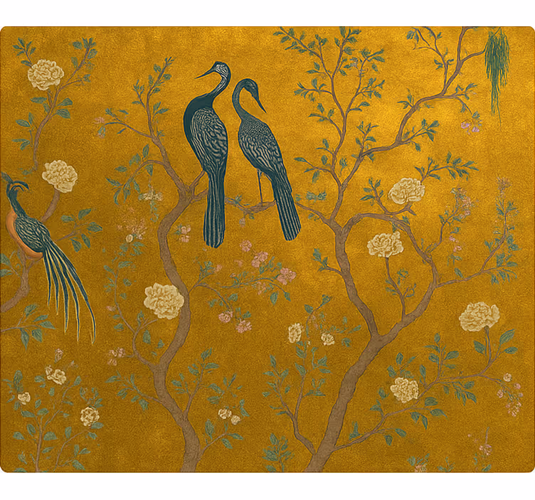 Store enrouleur salon chinoiserie dorée ornée - TenStickers