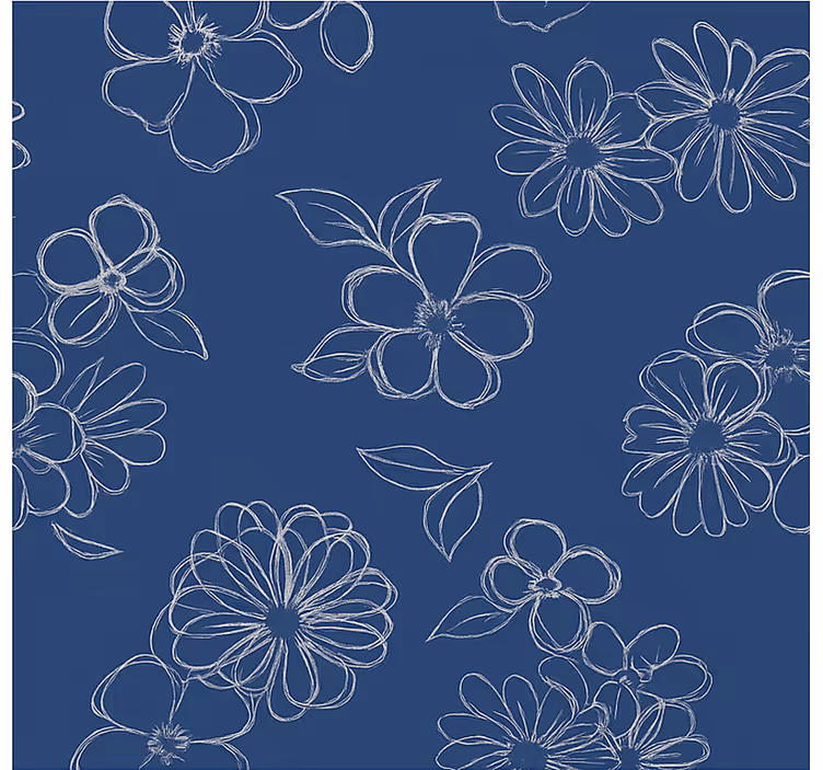 Store enrouleur chambre couple fleurs aux contours bleus - TenStickers
