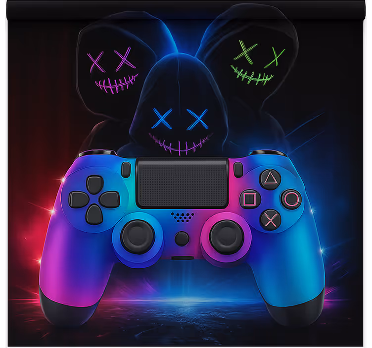 Store enrouleur gamer joueurs mystérieux au néon - TenStickers