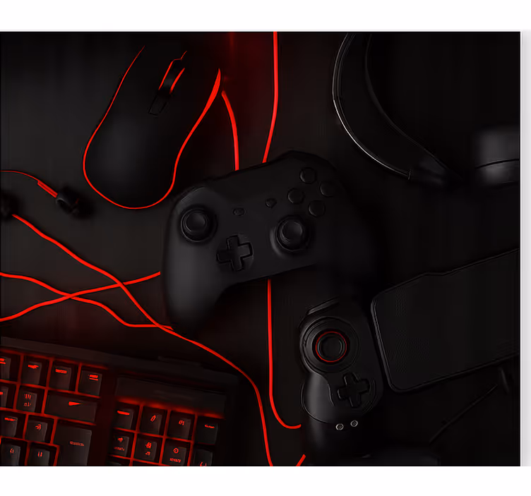 Store enrouleur gamer configuration des joueurs noirs et rouges - TenStickers