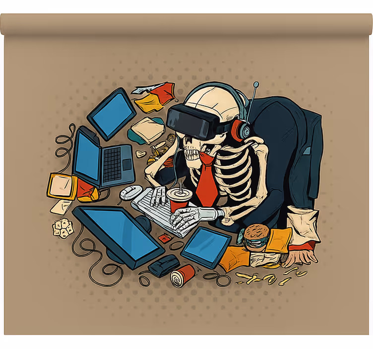 Store enrouleur gamer squelette rétro joueur - TenStickers