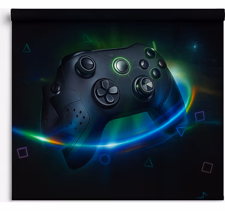 Store enrouleur gamer manette de jeu futuriste au néon - TenStickers