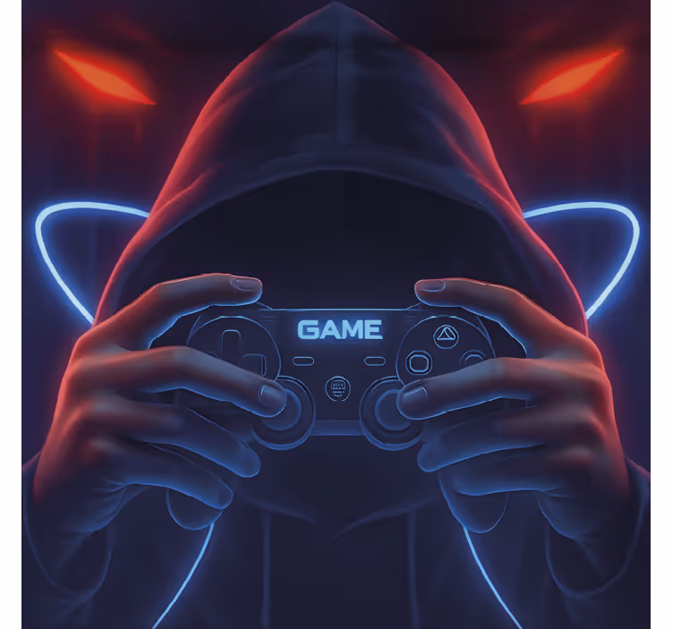 Store enrouleur gamer joueur à capuche en néon - TenStickers