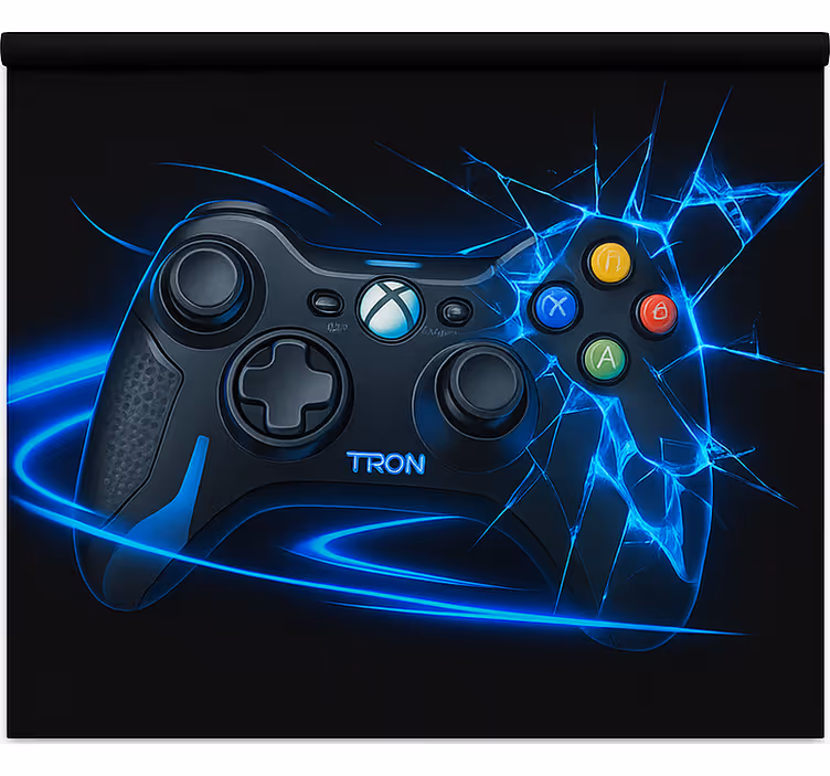 Store enrouleur gamer manette bleu néon brisée - TenStickers