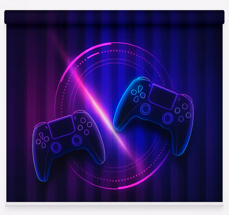 Store enrouleur gamer manettes de jeu neon clash - TenStickers