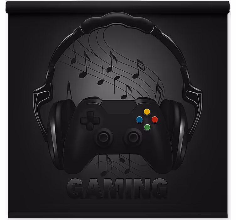 Store enrouleur gamer contrôleur de port de casque monochrome - TenStickers
