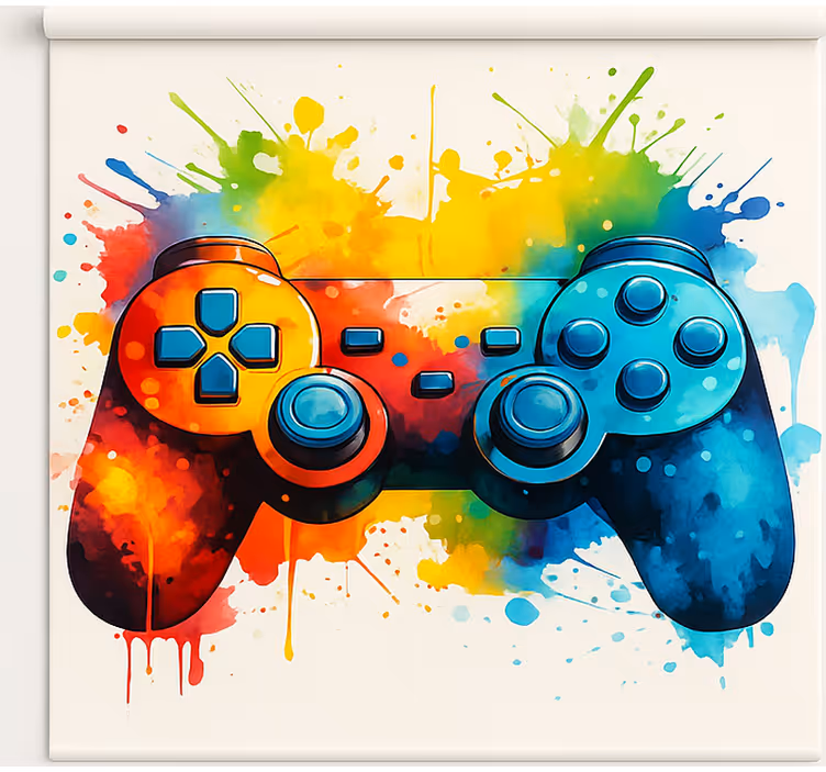 Store enrouleur gamer contrôleur d'éclaboussures de peinture - TenStickers