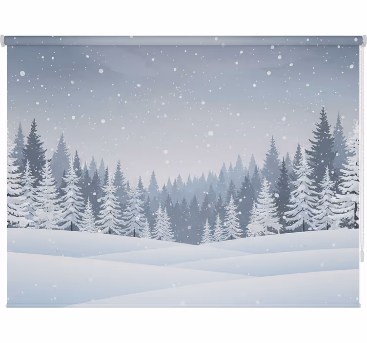 Store enrouleur scandinave scène forêt d'hiver - TenStickers