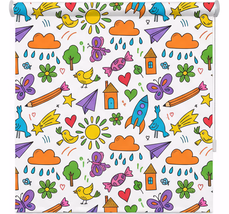 Store enrouleur scandinave motif doodle ludique - TenStickers