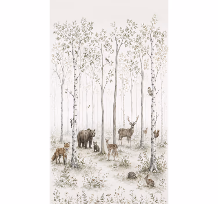 Store enrouleur arbre croquis forestier ludique - TenStickers