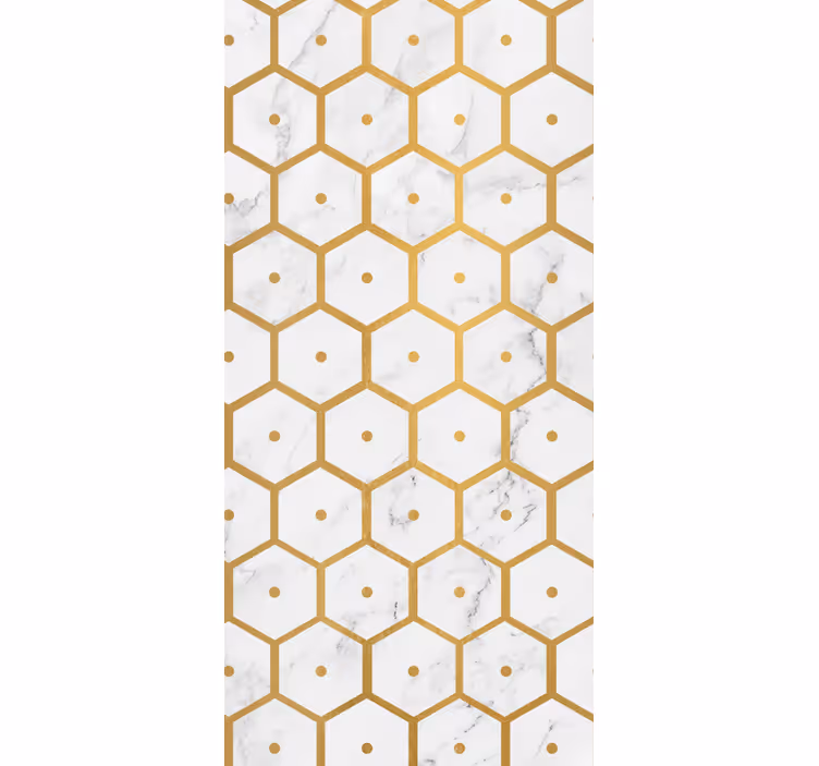 Store enrouleur salle de bain motif marbre doré hexagonal - TenStickers