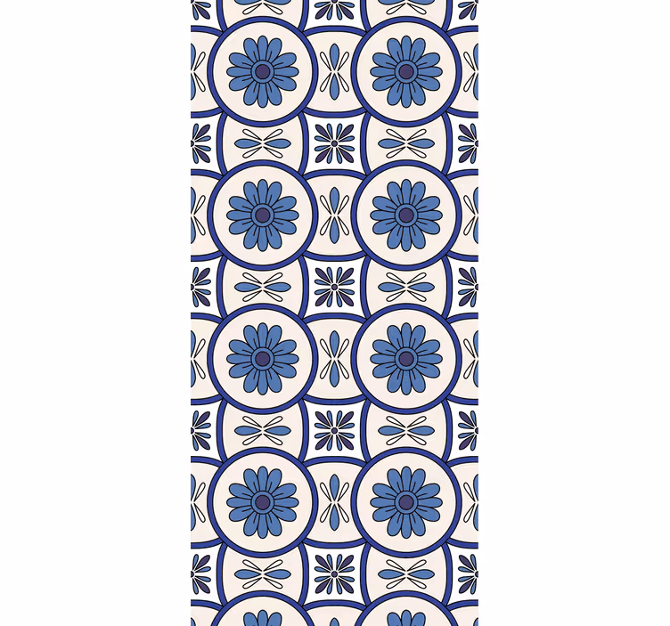 Store enrouleur cuisine carreau portugais fleur bleue - TenStickers