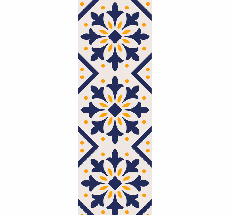 Store enrouleur cuisine carrelage portugais jaune bleu - TenStickers