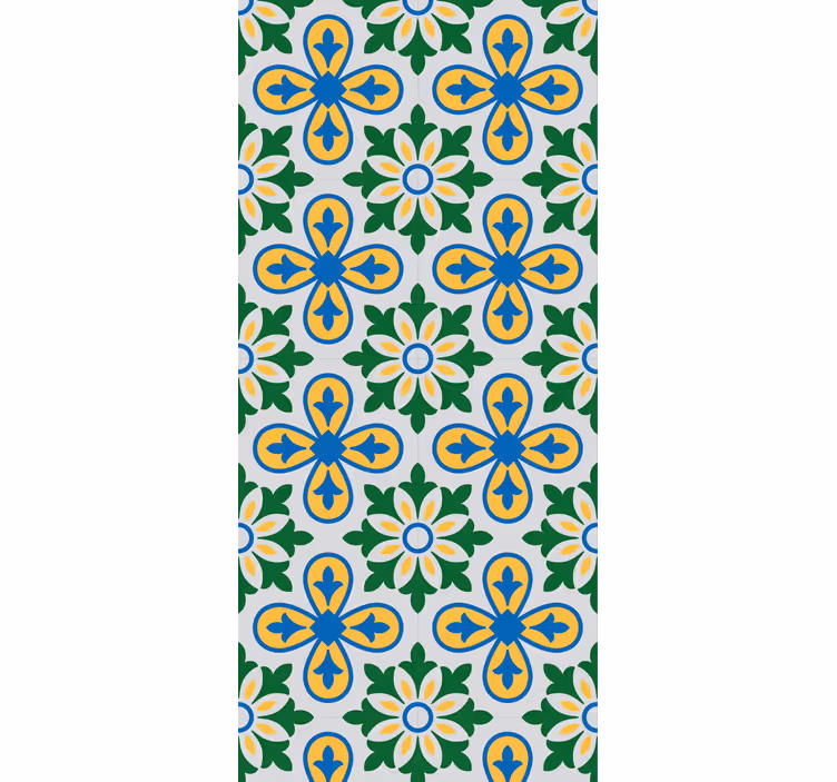 Store enrouleur cuisine carreaux portugais bleu jaune - TenStickers