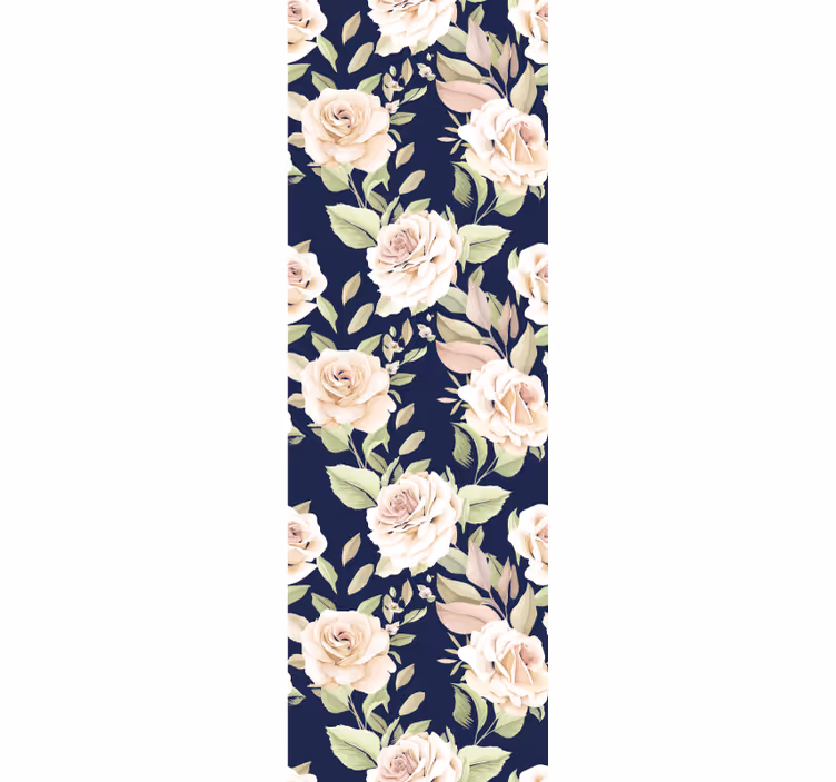 Store enrouleur cuisine motif vintage rose sur fond bleu - TenStickers