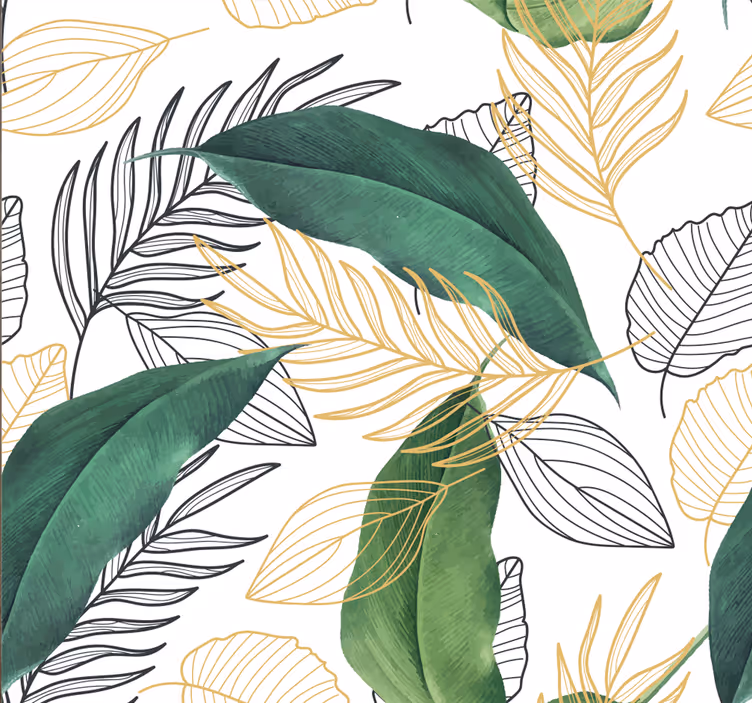 Store enrouleur cuisine feuilles vertes et dorées - TenStickers