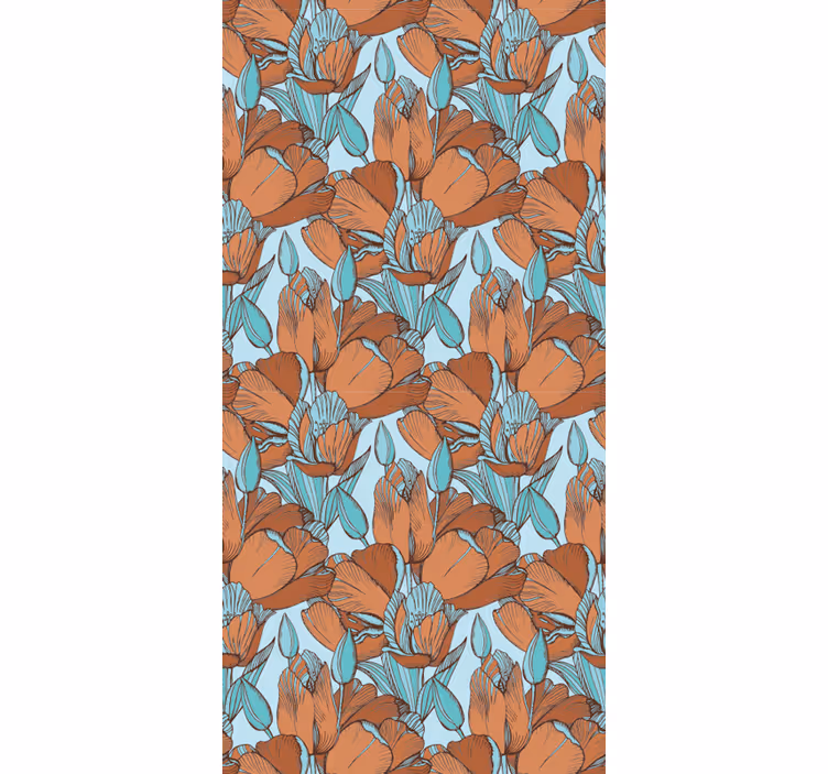 Store enrouleur salle à manger design tulipes brunes bleues - TenStickers