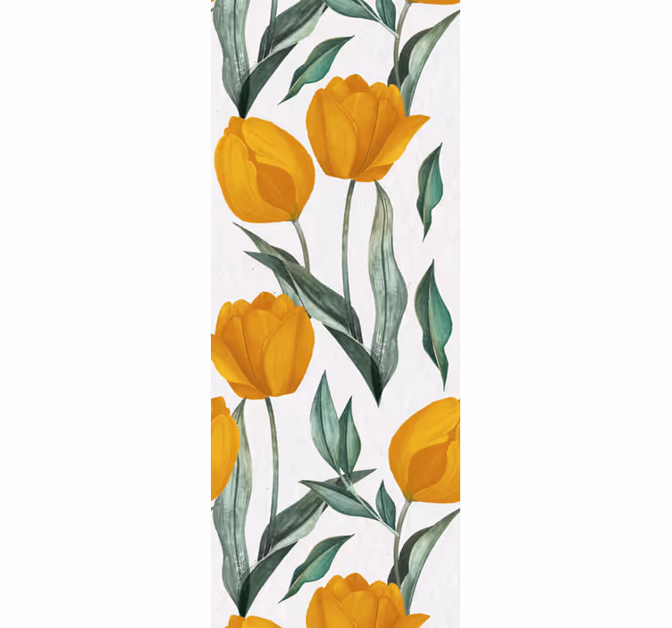 Store enrouleur salle à manger motif tulipes jaunes - TenStickers