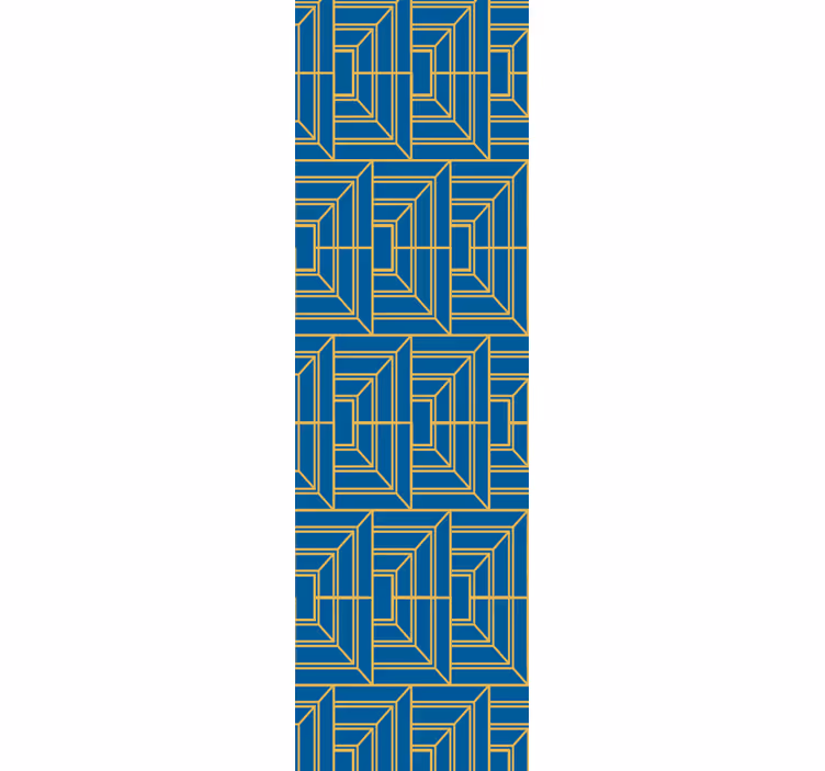 Store enrouleur salle à manger lignes dorées sur fond bleu - TenStickers