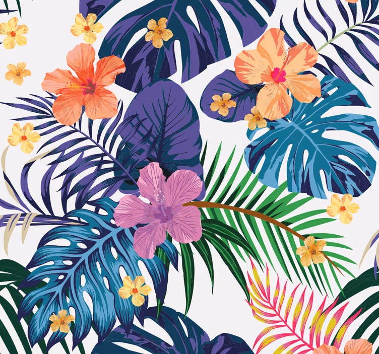 Store enrouleur salle à manger fleurs hawaïennes colorées - TenStickers