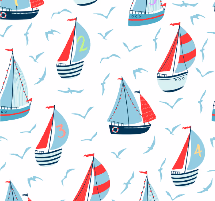 Store enrouleur chambre enfant voiliers et oiseaux - TenStickers