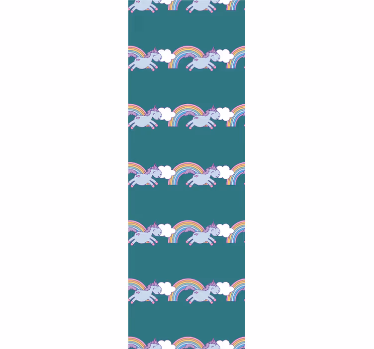 Store enrouleur chambre enfant fond teal licornes - TenStickers