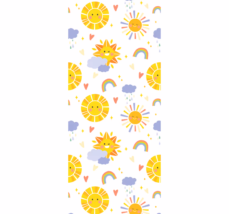 Store enrouleur chambre enfant arc-en-ciel et nuages pastels - TenStickers