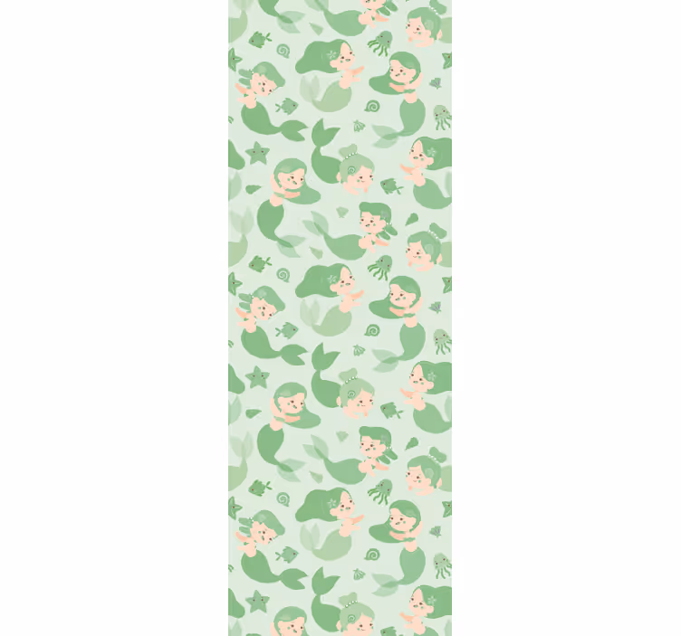 Store enrouleur chambre enfant sirène verte souriante - TenStickers