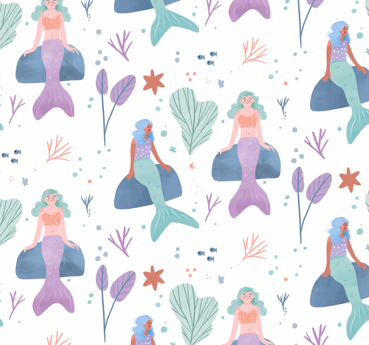 Store enrouleur chambre enfant sirène sur rocher - TenStickers