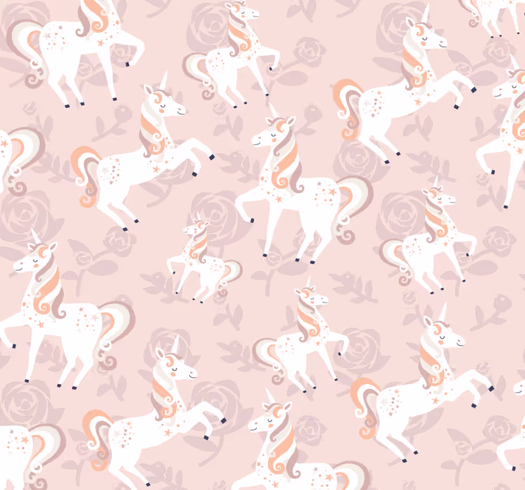 Store enrouleur chambre enfant licorne rose et fleurie - TenStickers