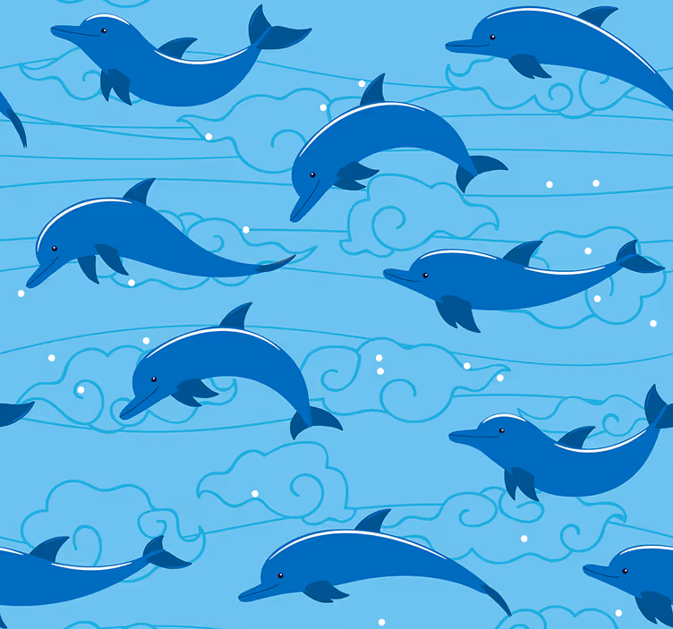 Store enrouleur chambre enfant ciel avec nuages et dauphins - TenStickers
