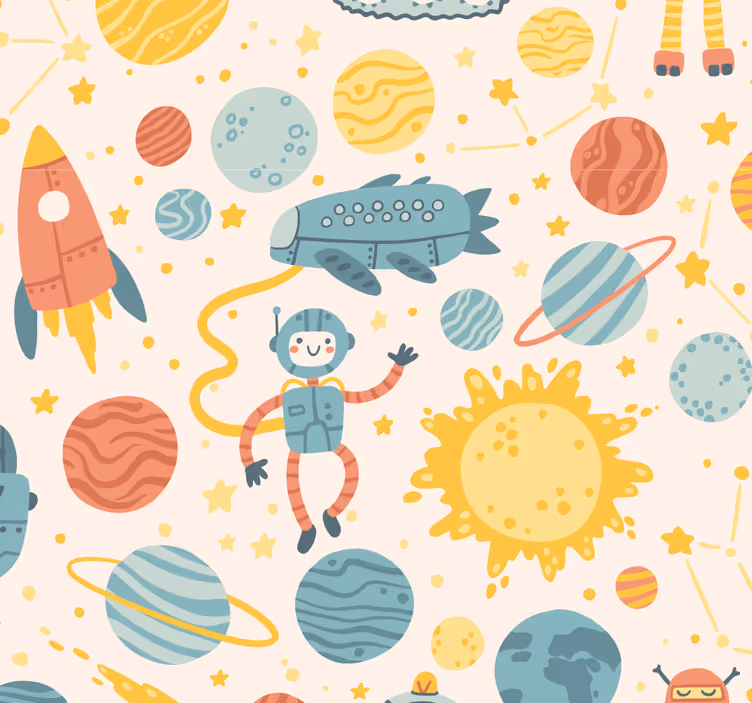 Store enrouleur chambre enfant scène aventure spatiale - TenStickers