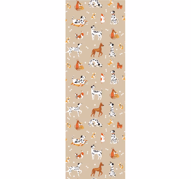 Store enrouleur chambre enfant chiens mignons sur beige - TenStickers