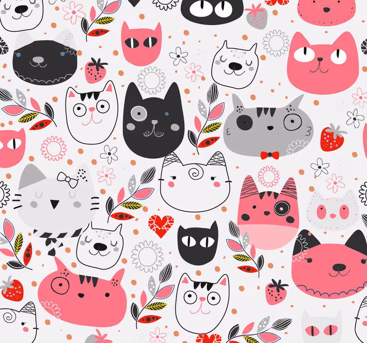 Store enrouleur chambre enfant chats illustrés - TenStickers