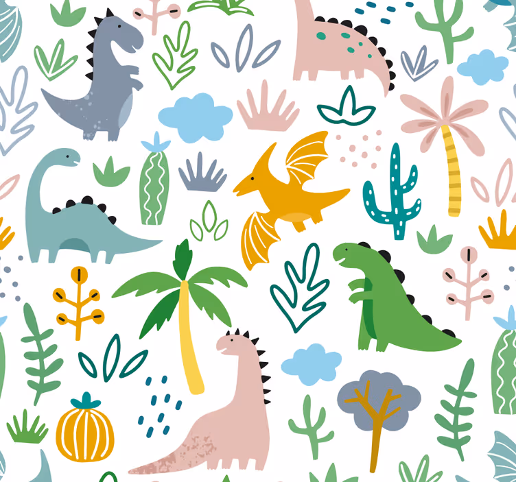 Store enrouleur chambre enfant motif jurassique scandinave - TenStickers