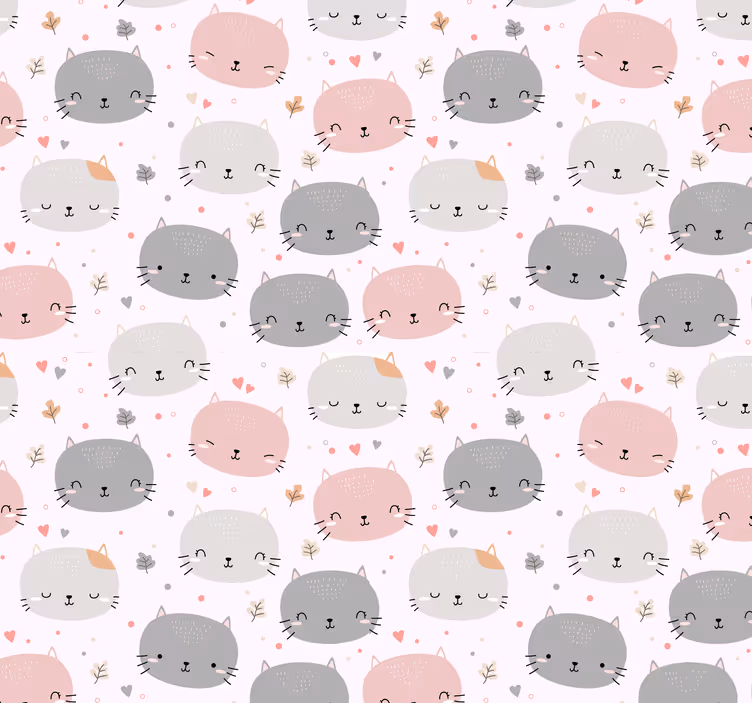 Store enrouleur chambre enfant chatons gris et rose - TenStickers