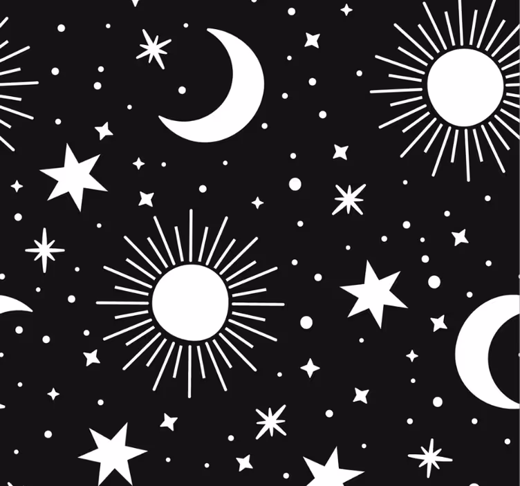 Store enrouleur chambre ado étoiles et lunes blanches - TenStickers