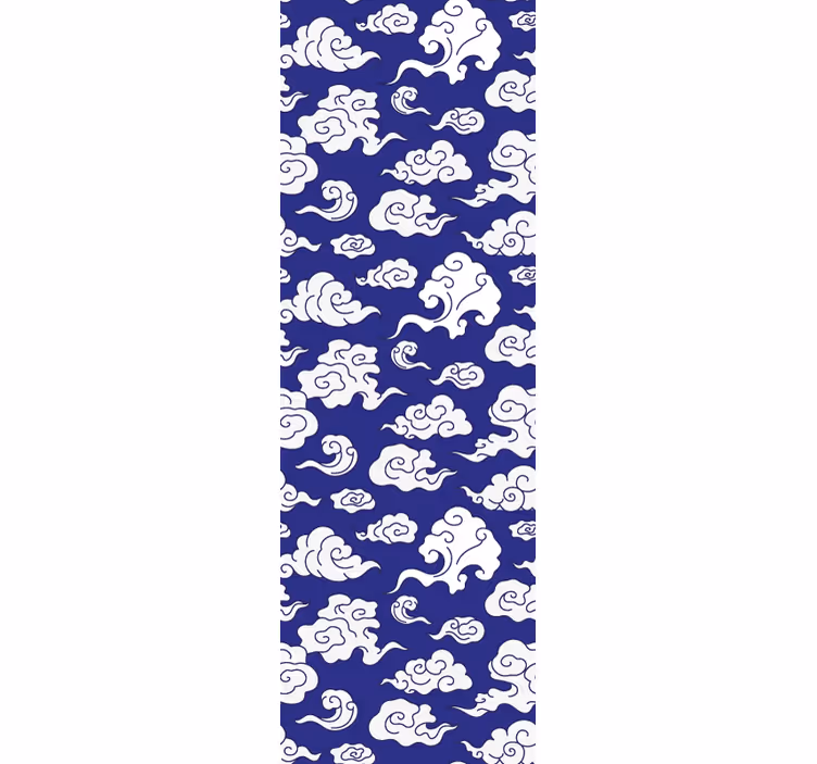Store enrouleur moderne nuages blancs silhouette fond bleu - TenStickers