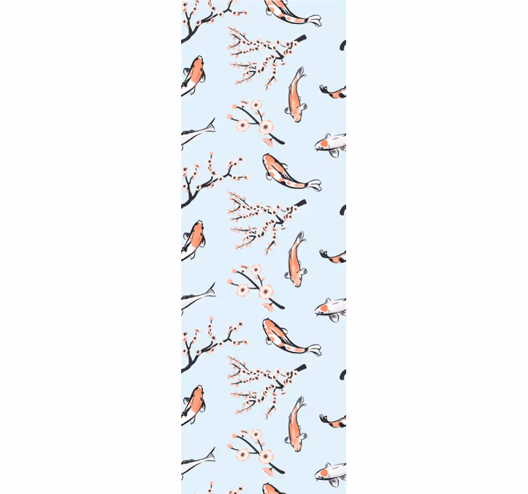 Store enrouleur moderne poissons koi et branches de cerisier - TenStickers