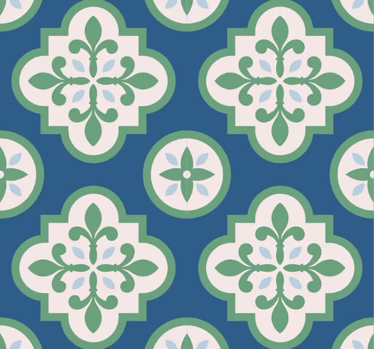 Store enrouleur moderne motif carreau portugais trèfle vert - TenStickers