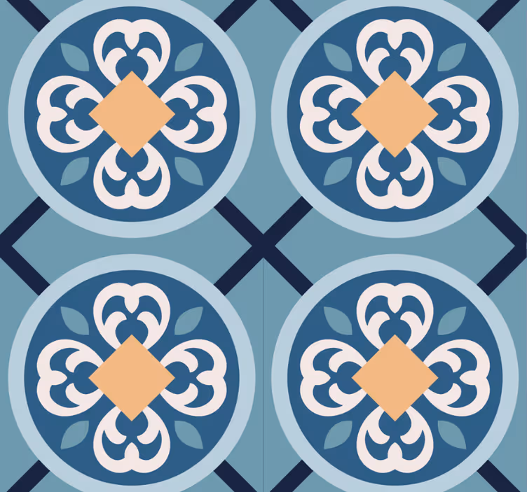 Store enrouleur moderne carreau portugais bleu mer - TenStickers