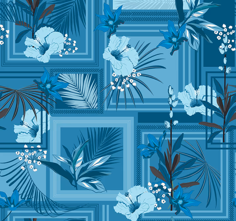 Store enrouleur salle de bain fleurs bleues - TenStickers