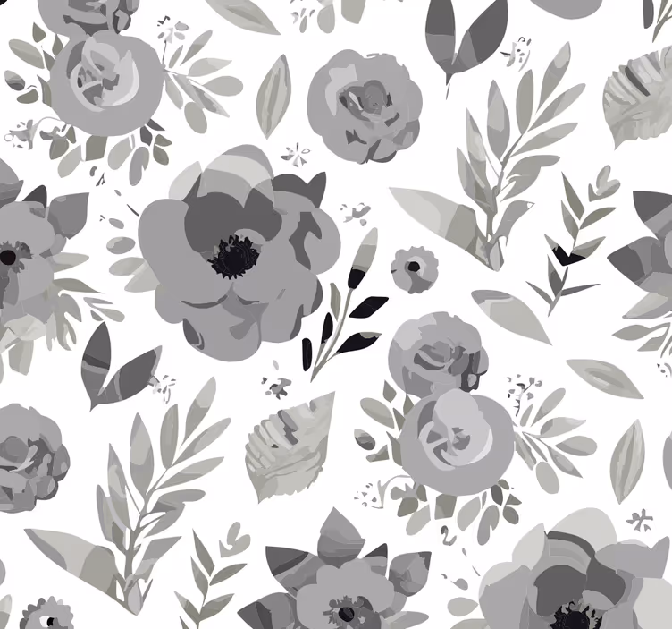 Store enrouleur gris fleurs aquarella - TenStickers