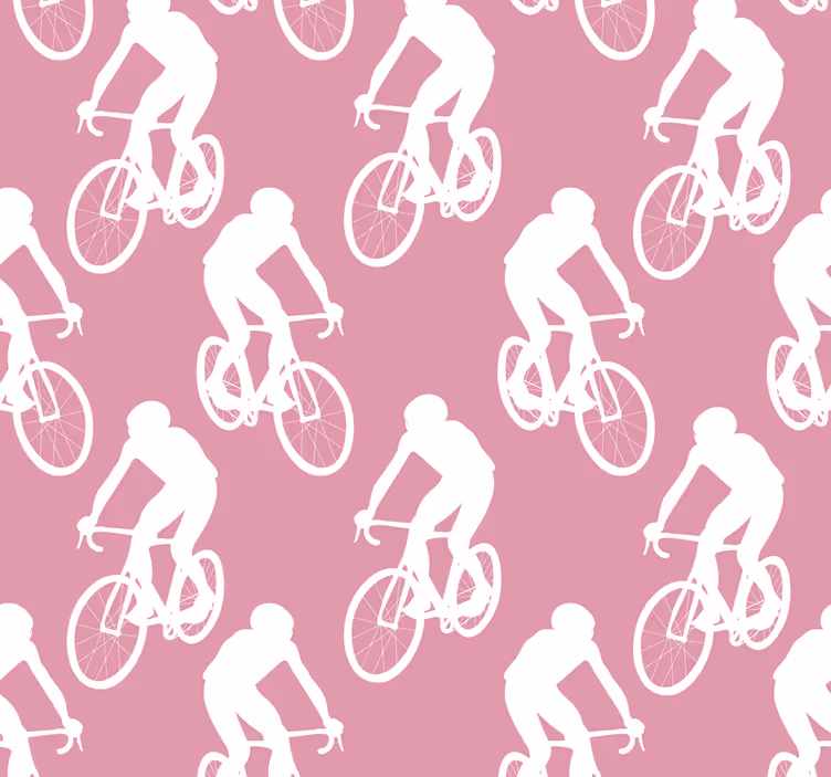 Store enrouleur rose motif cyclistes blancs - TenStickers