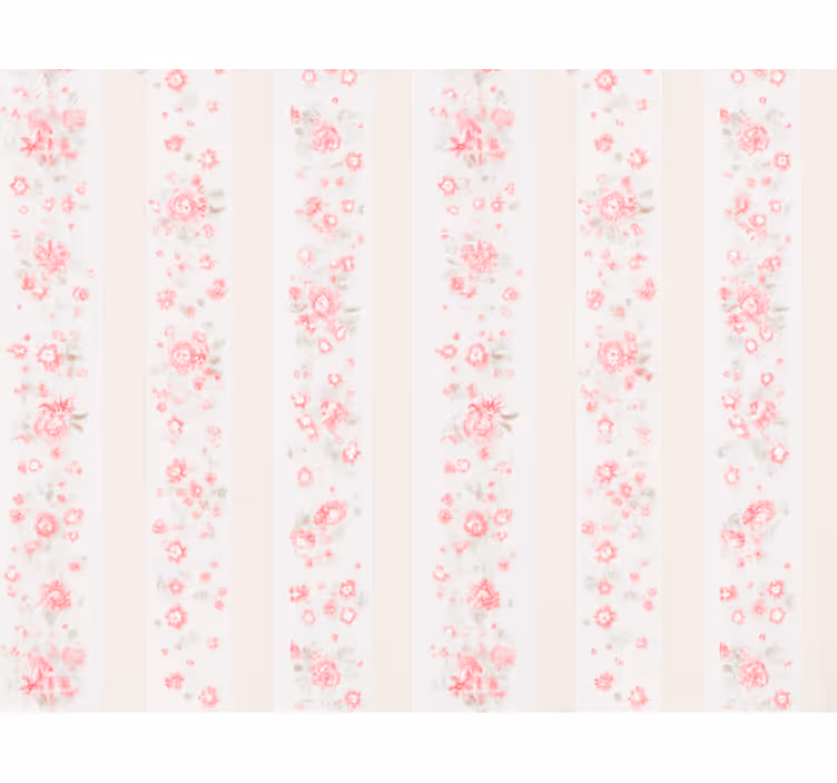 Store enrouleur rose rayures florales rétro - TenStickers