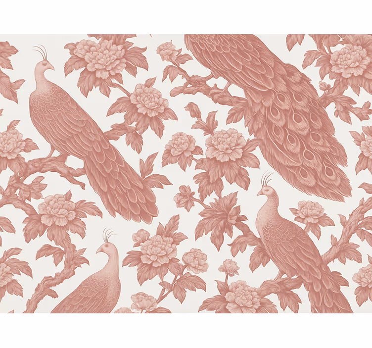 Store enrouleur rose motif paons roses en textile - TenStickers